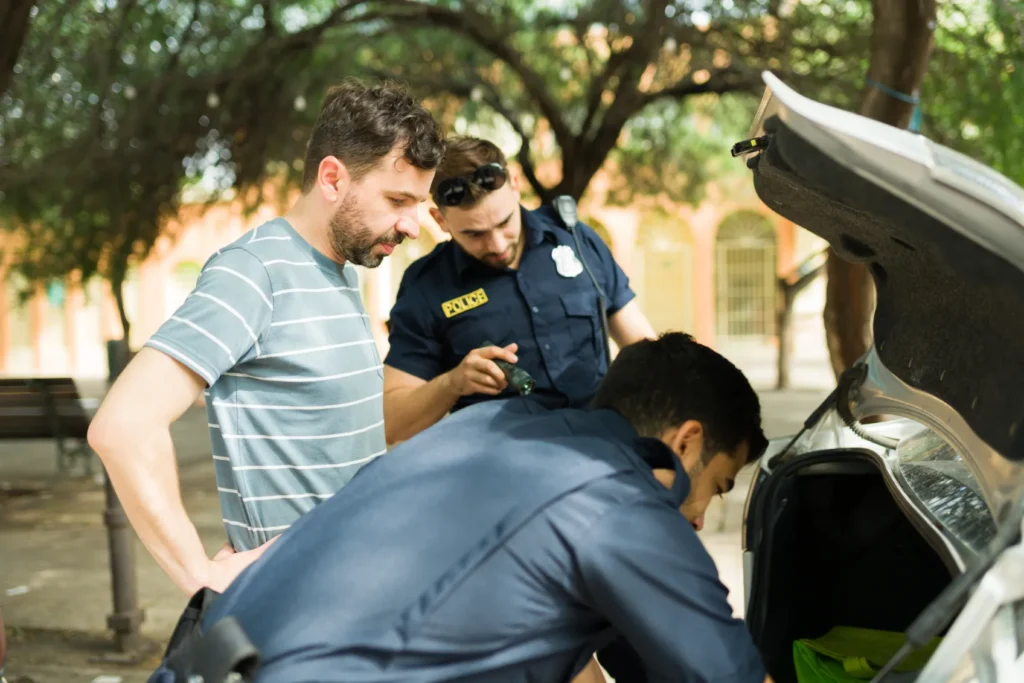 Police unlawfully searching a car.